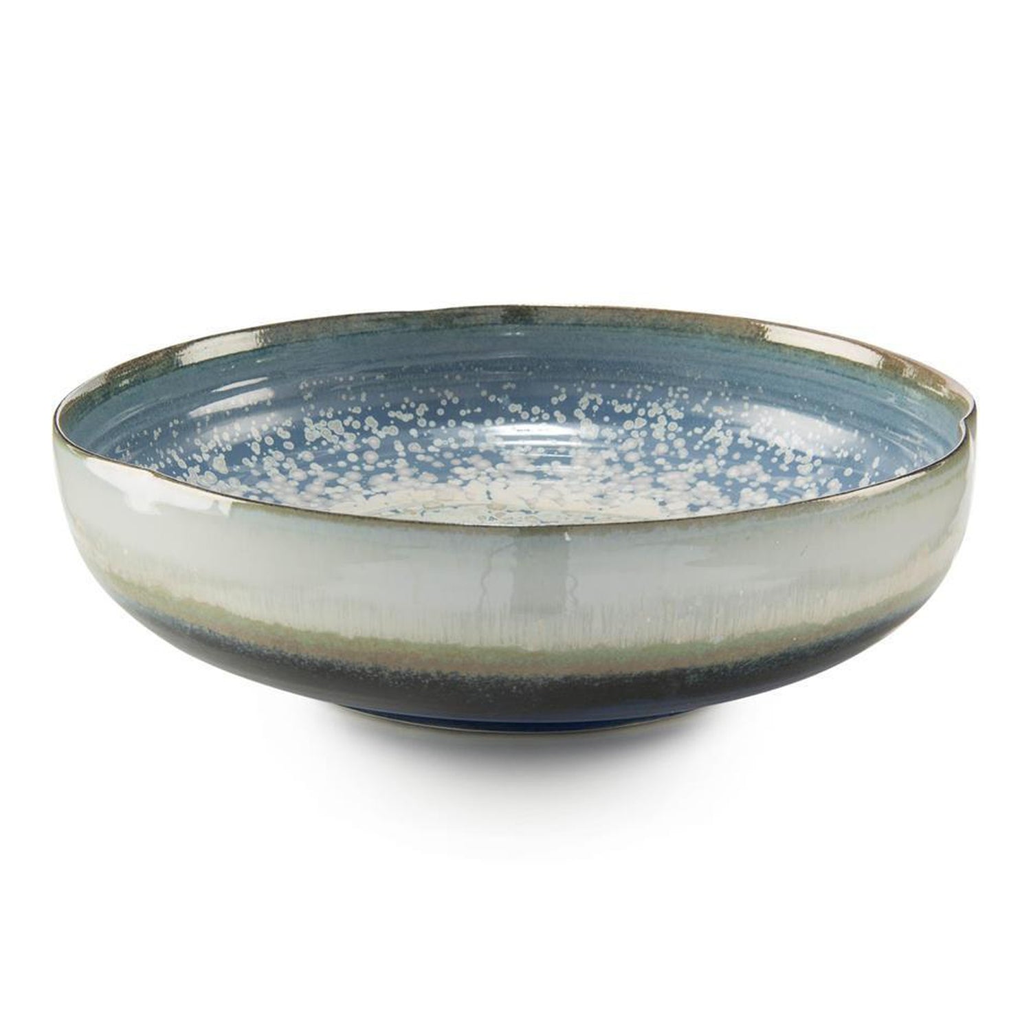 John Richard Reactive Blue And Cream Shallow Bowl
