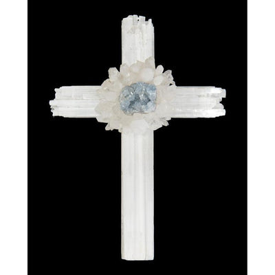 John Richard Selenite Cross With Celestite