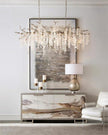 John Richard Set Of Three Crystal And Antique Brass Candleholders