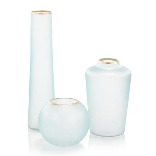 John Richard Set Of Three Whisper Blue Glass Vases