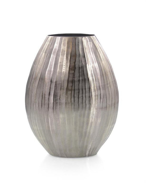 John Richard Smoky Black Chiseled Oval Vase