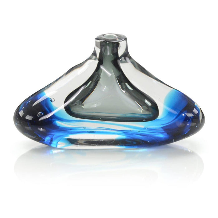 John Richard Handblown Sky Blue And Grey Glass Vase Ii