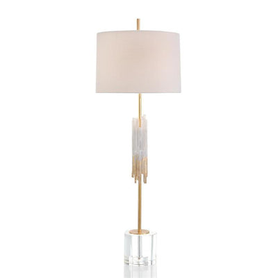 John Richard Selenite And Gold Leaf Console Lamp