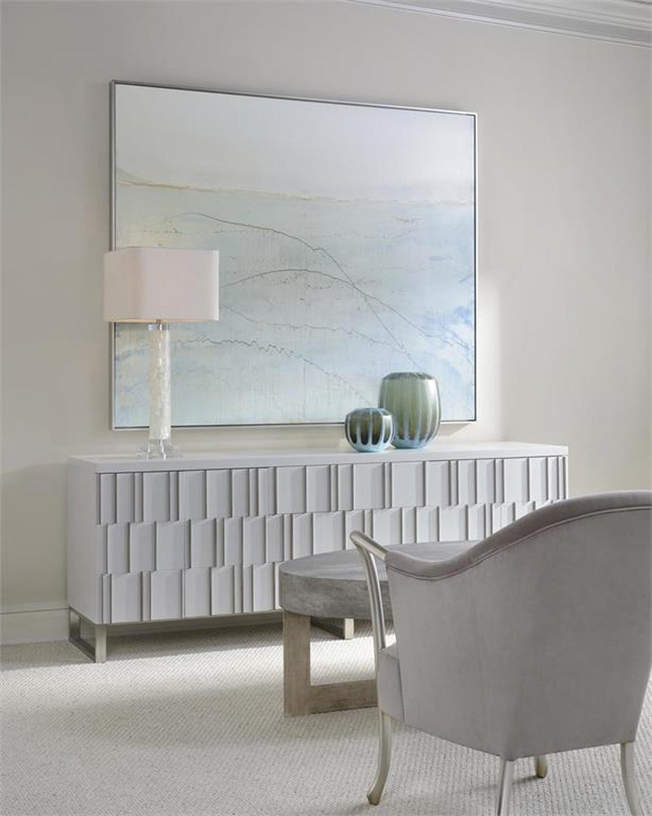 John Richard White Calcite And Quartz Table Lamp