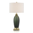 John Richard Emerald Green Etched Glass Table Lamp