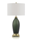 John Richard Emerald Green Etched Glass Table Lamp