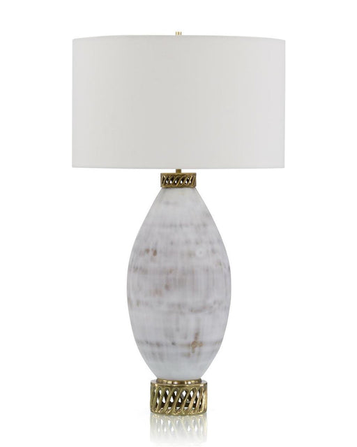 John Richard White And Cream Marbled Glass Table Lamp