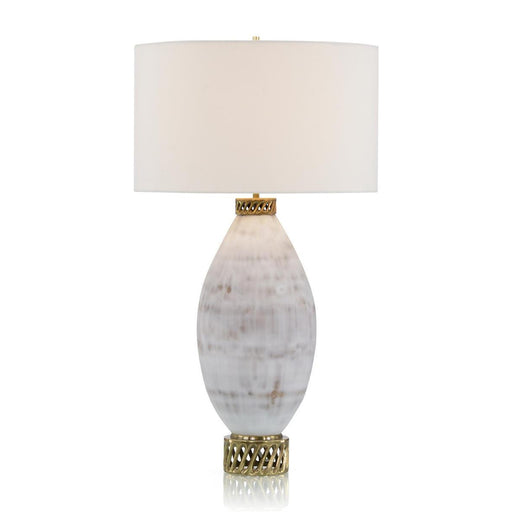 John Richard White And Cream Marbled Glass Table Lamp