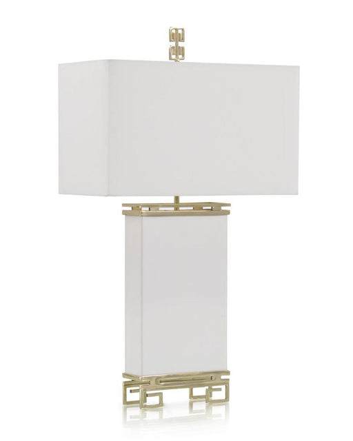John Richard Ivory Leather And Brass Table Lamp