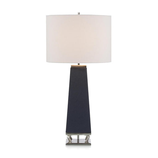John Richard Navy Leather And Brushed Nickel Table Lamp