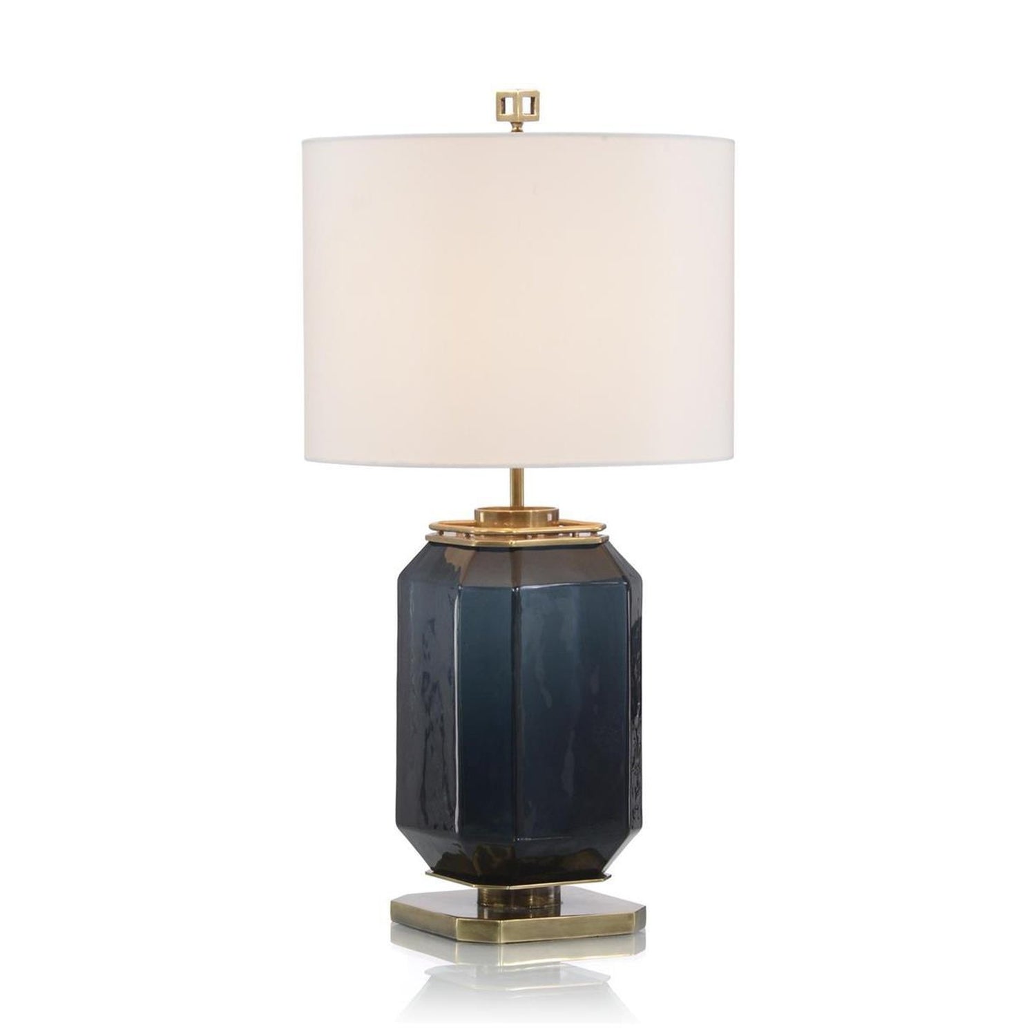 John Richard Navy Blue Glass And Brass Table Lamp
