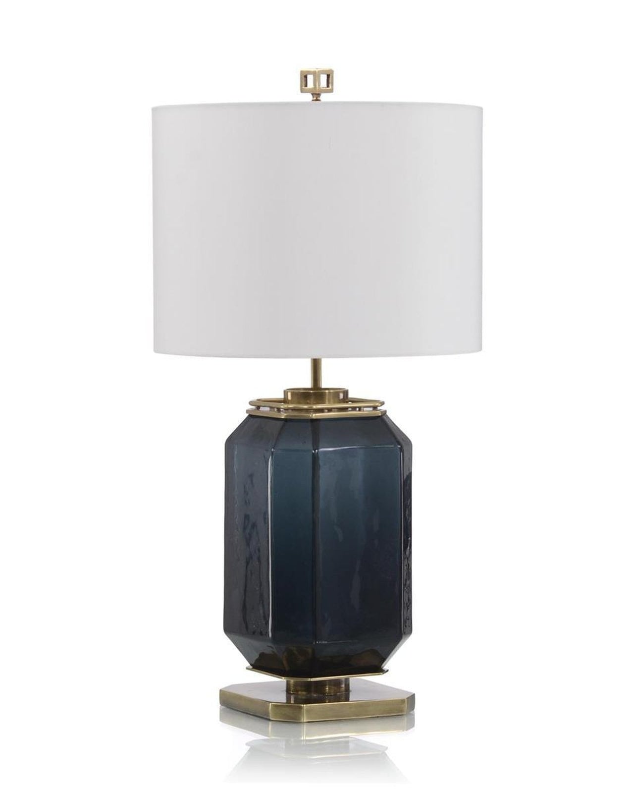 John Richard Navy Blue Glass And Brass Table Lamp
