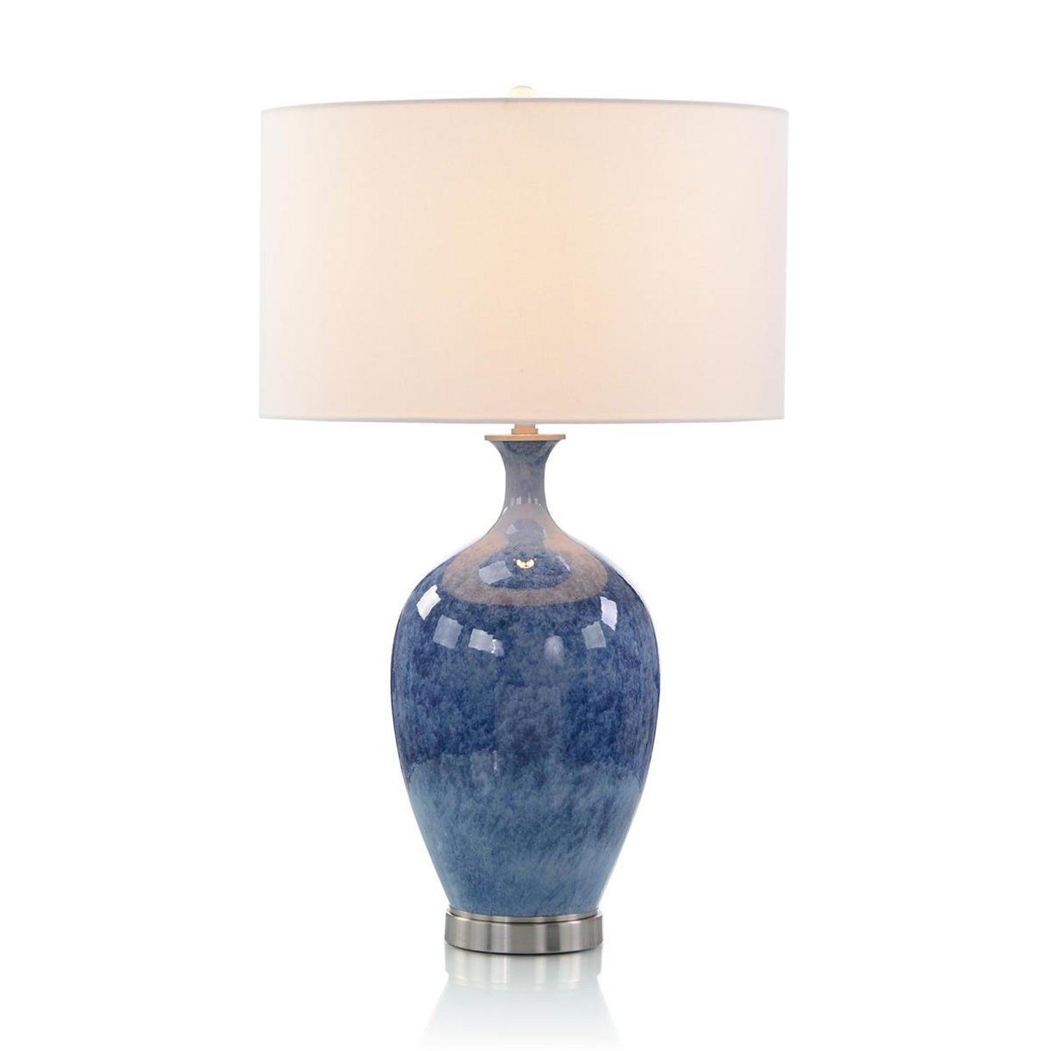 John Richard Cerulean Blue Porcelain And Brushed Nickel Table Lamp