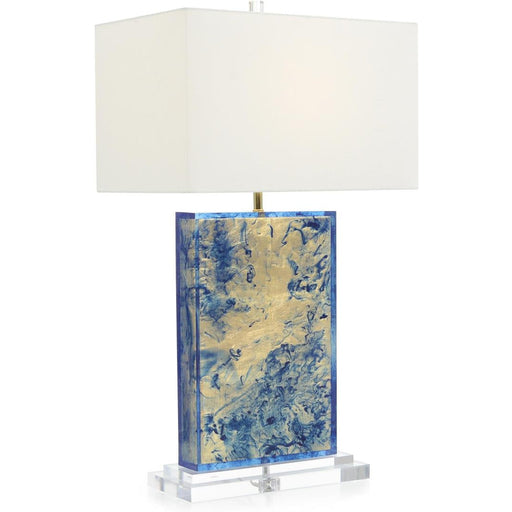 John Richard Abstract Swirl Gold And Blue Table Lamp