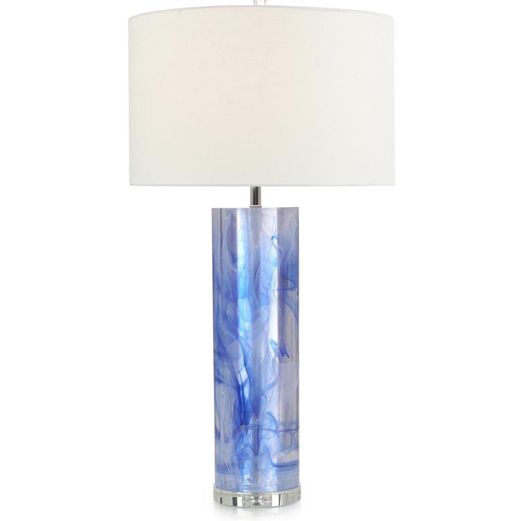John Richard Cylinder Blue And Clear Resin Table Lamp