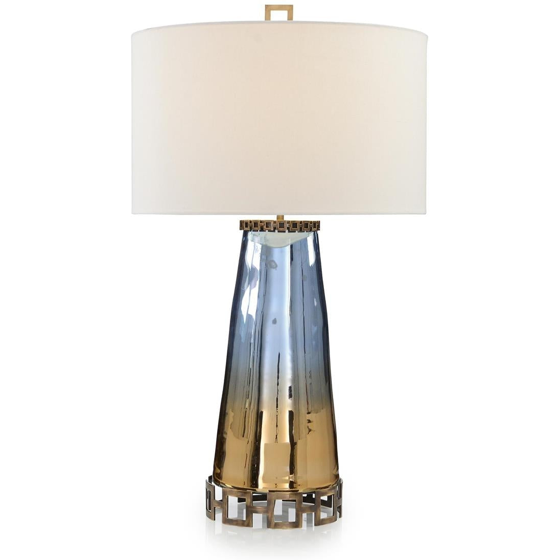 John Richard Sapphire Blue And Cognac Glass Table Lamp