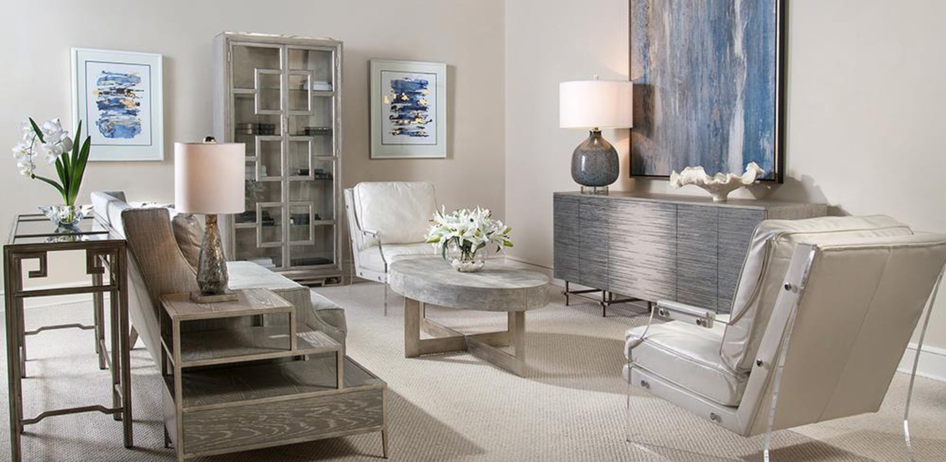 John Richard Smoky Blue Slender Table Lamp