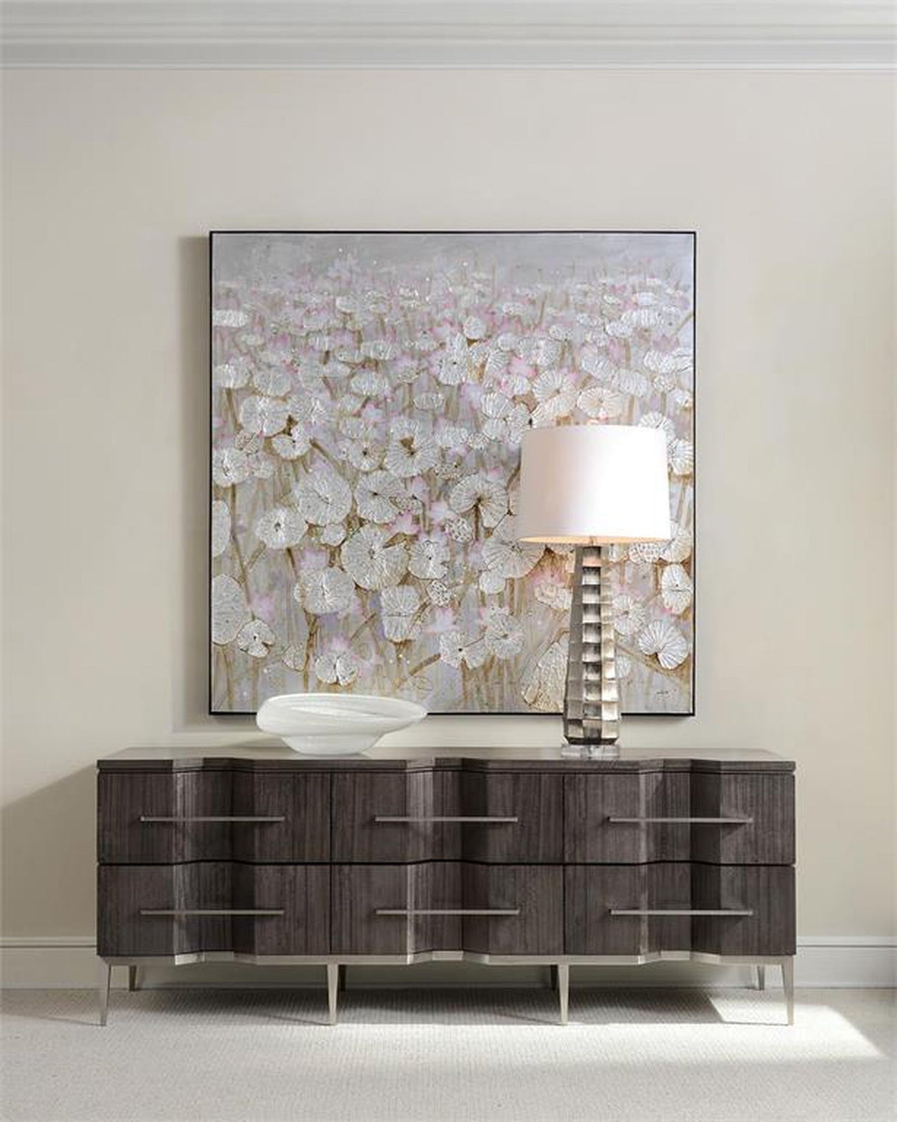 John Richard Teng Fei'S Silver Lily Pond Wall Art
