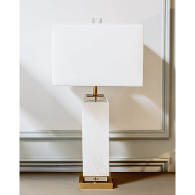John Richard White Alabaster Column Table Lamp Floor Sample