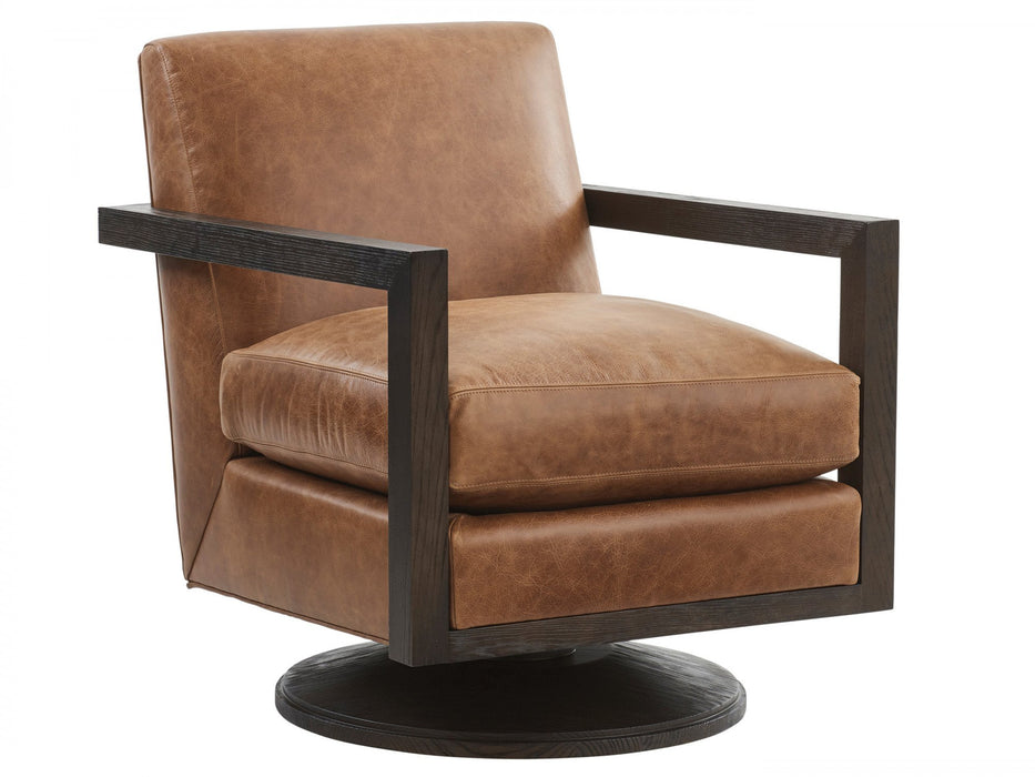Barclay Butera Upholstery Willa Leather Swivel Chair