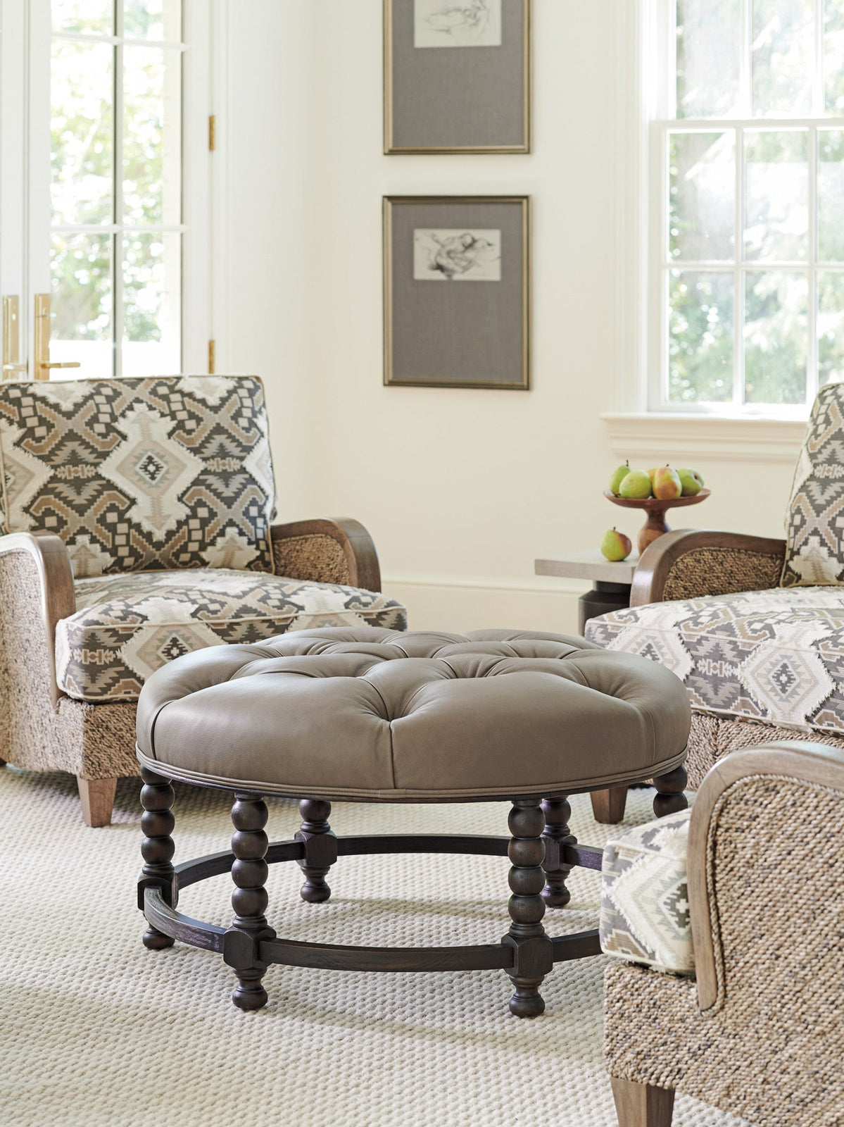 Barclay Butera Upholstery Hanover Tufted Top Ottoman