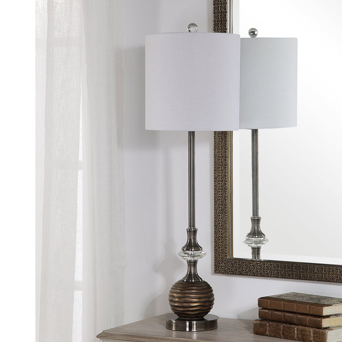 Modern Accents Brushed Nickel and Crystal Accents Table Lamp