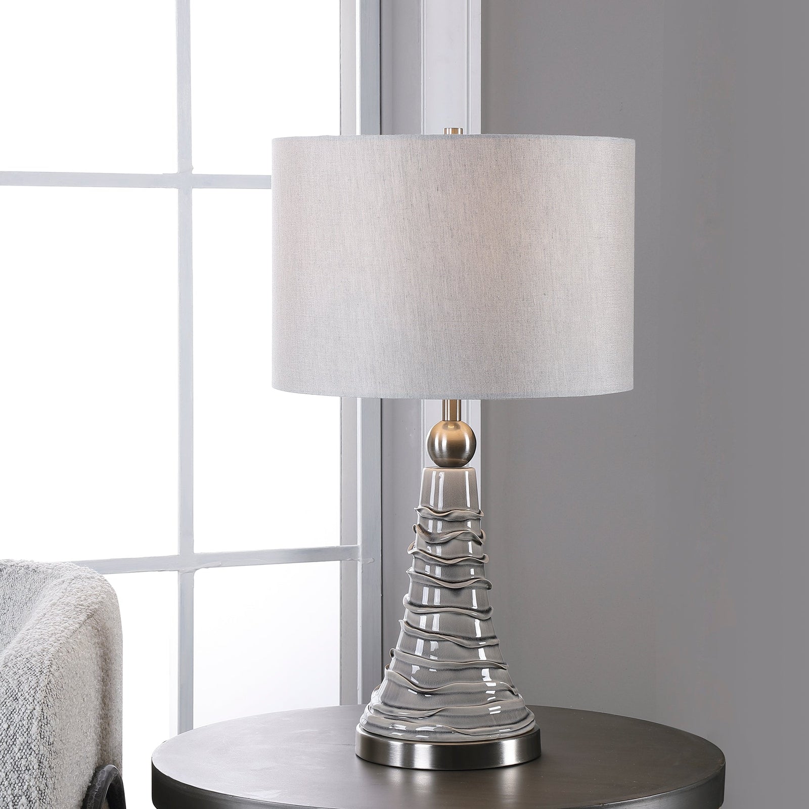 Modern Accents Wavy Lines Ceramic Table Lamp