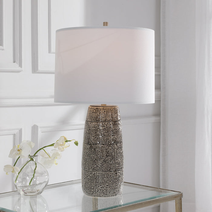 Modern Accents Offset Brick Pattern Ceramic Table Lamp
