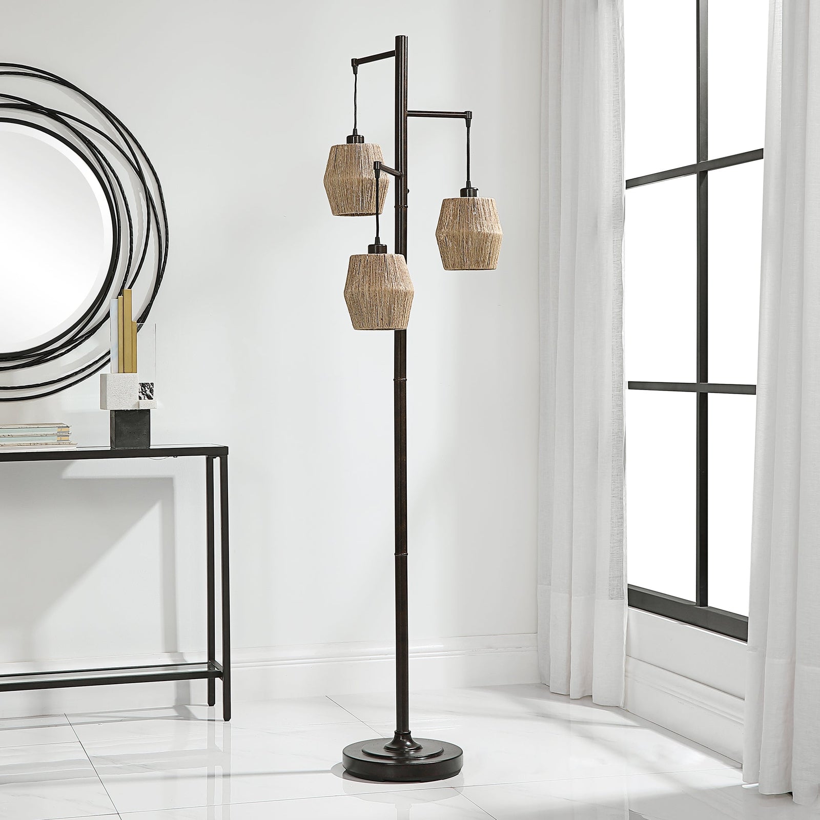 Modern Accents Bronze & Rope Floor Lamp