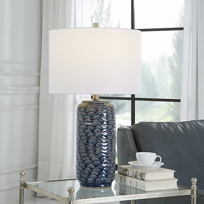 Modern Accents Wave Pattern Ceramic Table Lamp