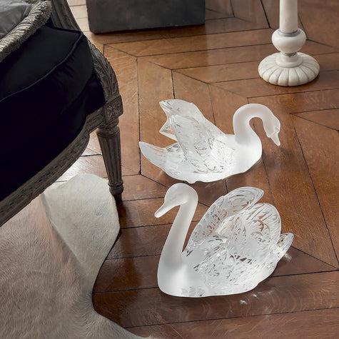 Lalique Swan Head Up Sculpture