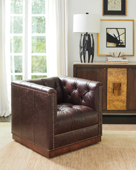 Lexington Upholstery Silverado Fremont Leather Swivel Chair