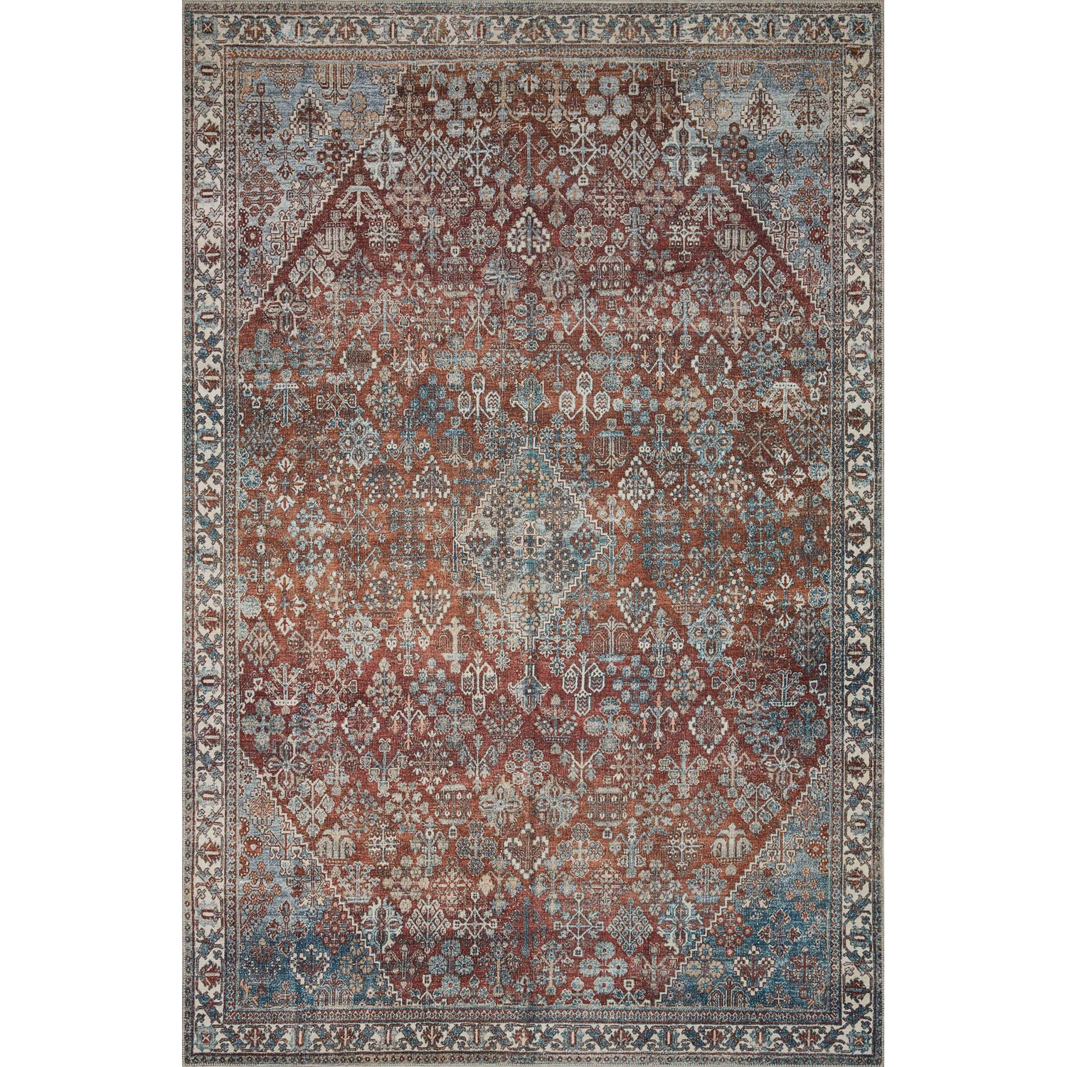 Loloi Magnolia Home Lenna LEA-04 Rug in Brick / Sky