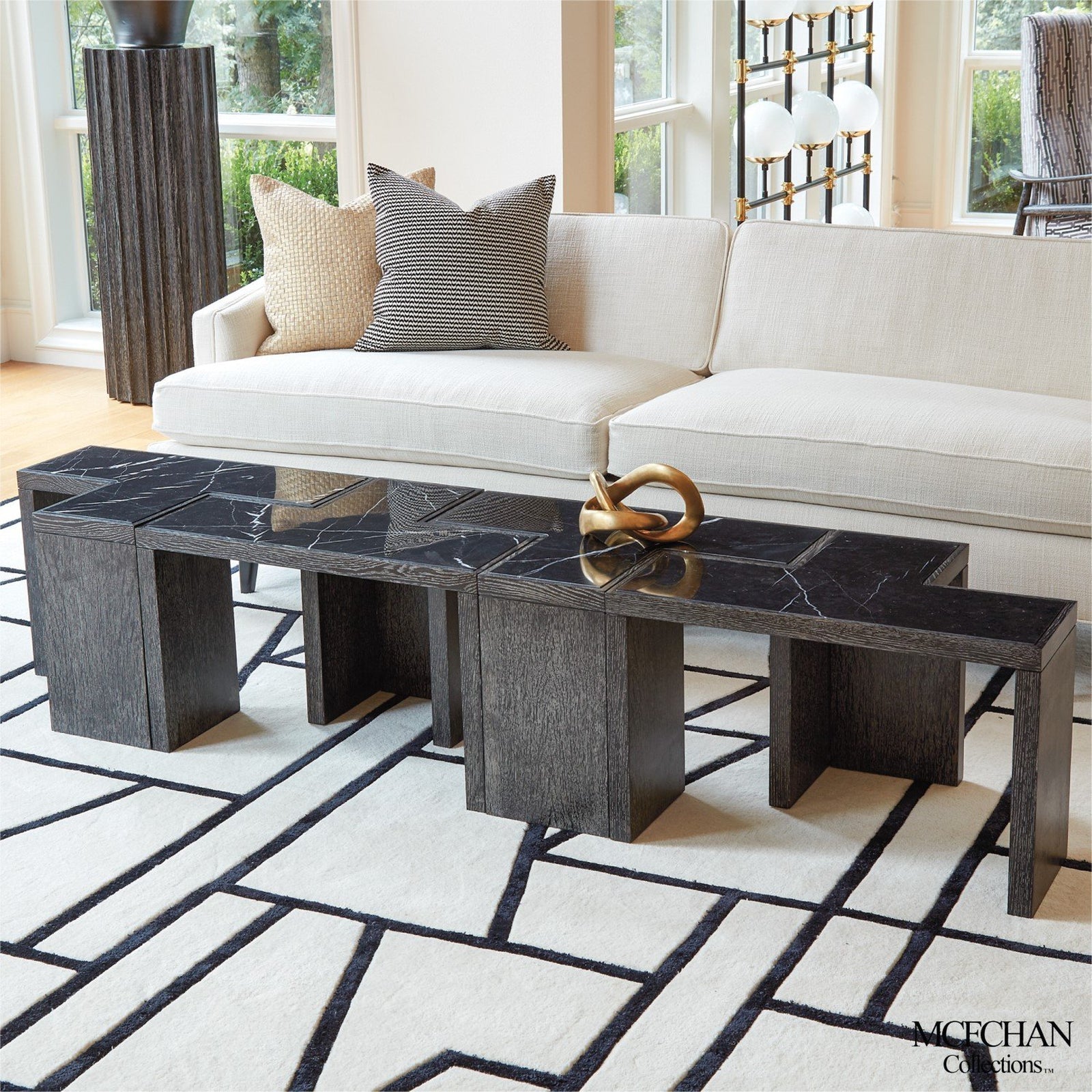 Global Views T-Flex Table Black Cerused Oak