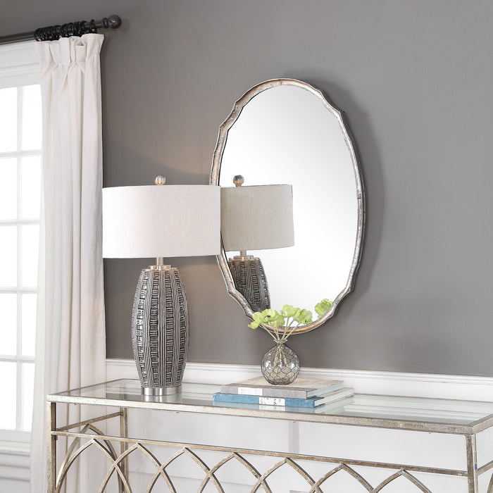 Modern Accents Oval Hammered Metal Mirror