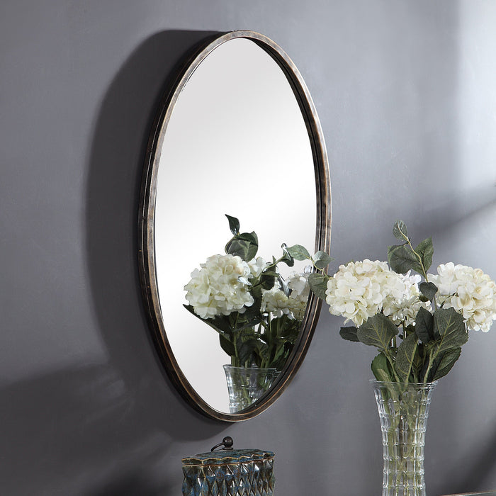 Modern Accents Narrow Oval Metal Frame Mirror