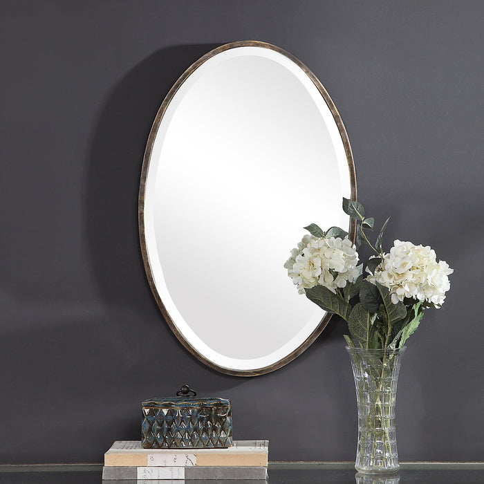 Modern Accents Narrow Oval Metal Frame Mirror