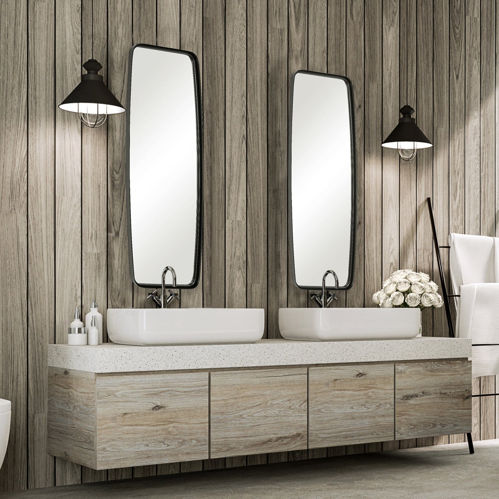 Modern Accents Shaped Rounded Corners Mirror