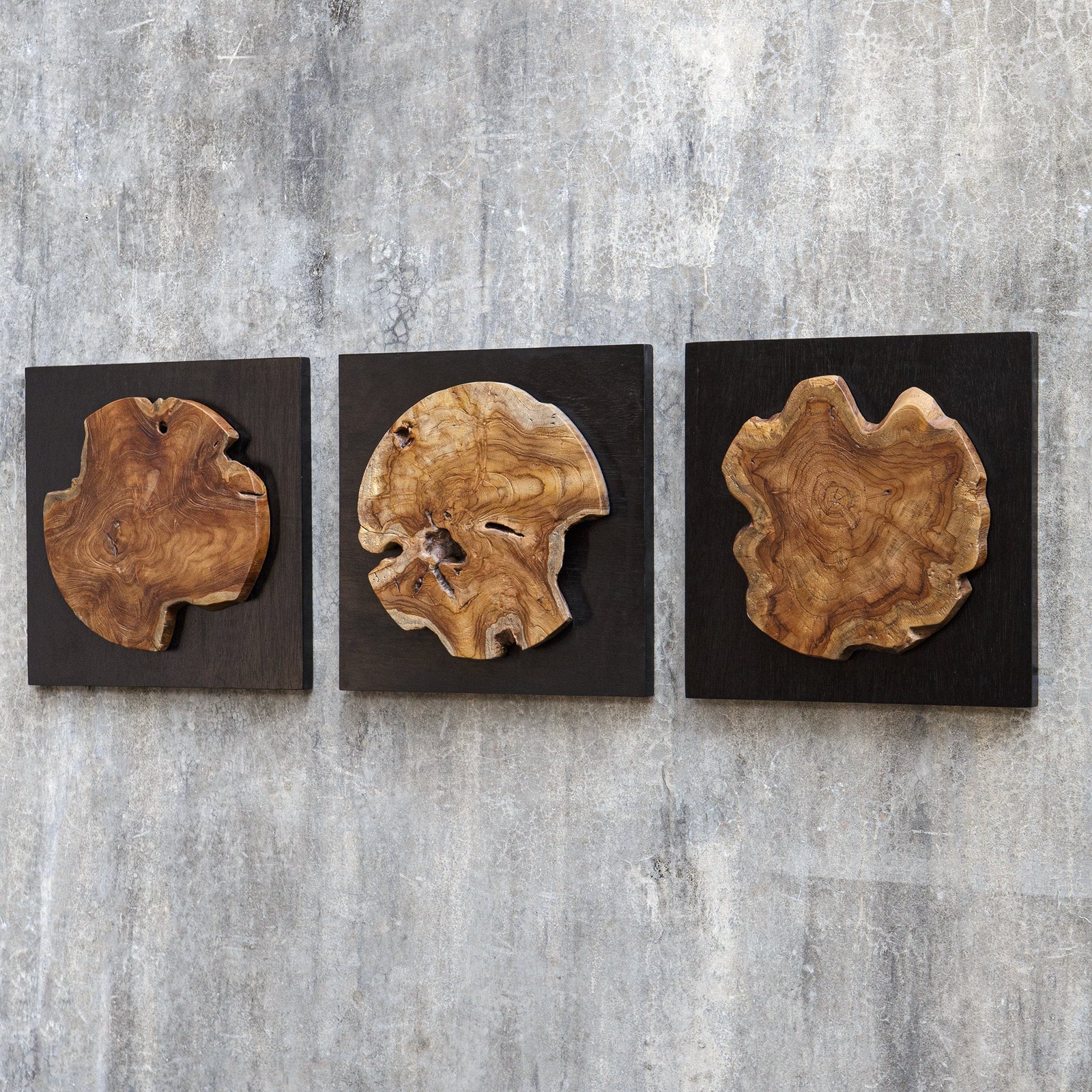 Uttermost Kolini Teak Wood Wall Decor - Set of 3