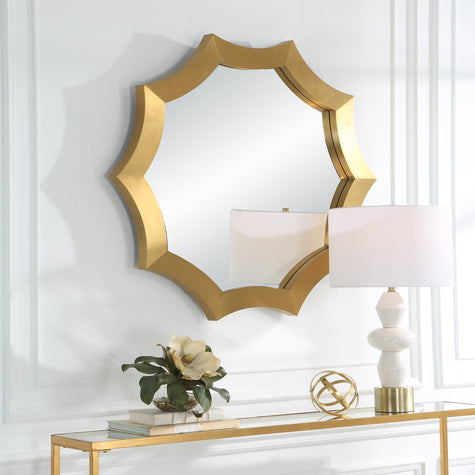 Uttermost Flare Brushed Brass Round Mirror