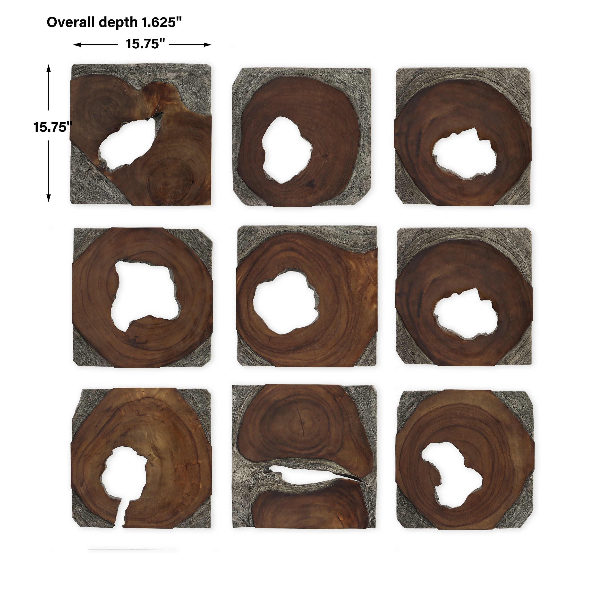 Uttermost Jungle Wood Paneled Wall Art - Set of 9