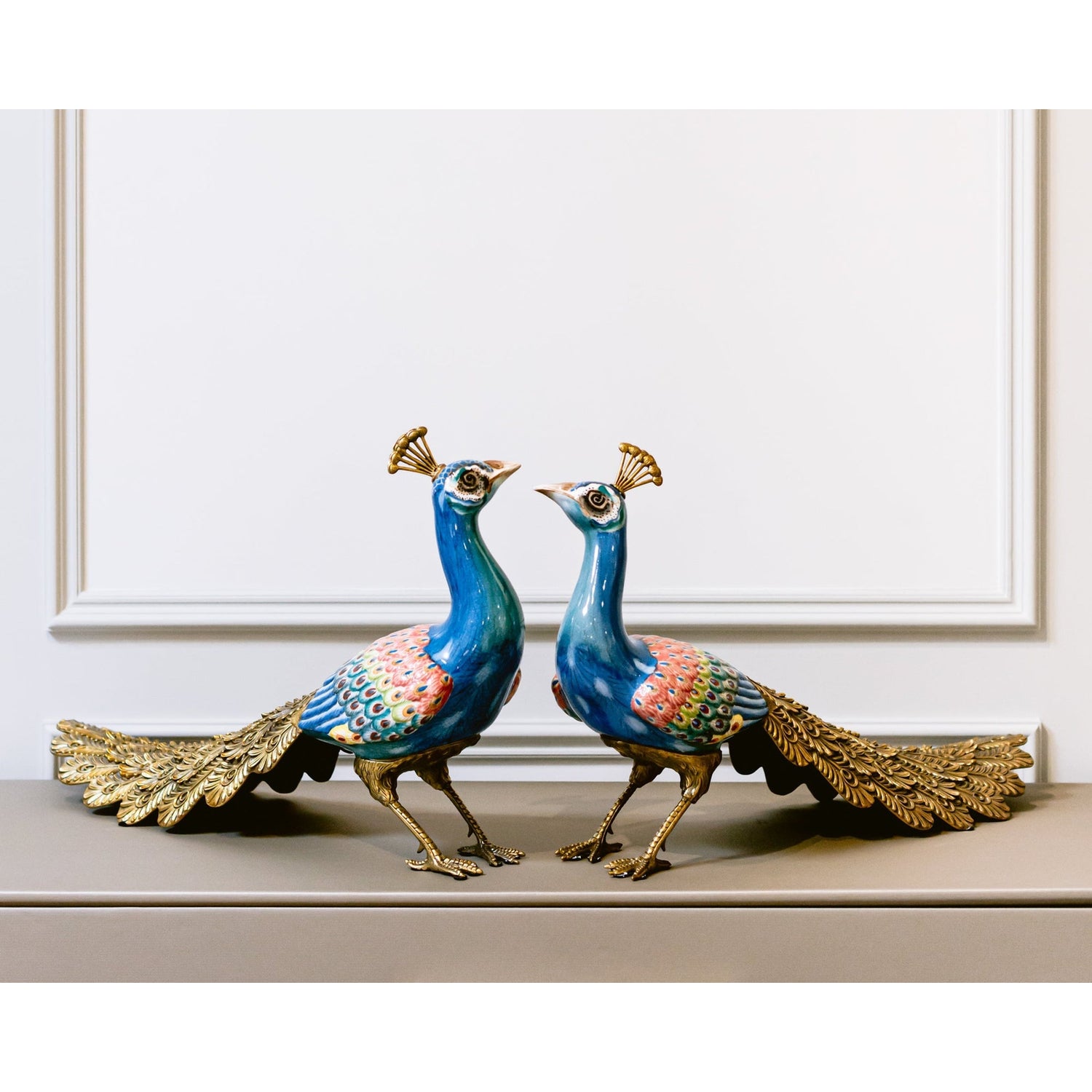 Port 68 Porcelain Peacock Statue Floor Sample Each Sold Separately