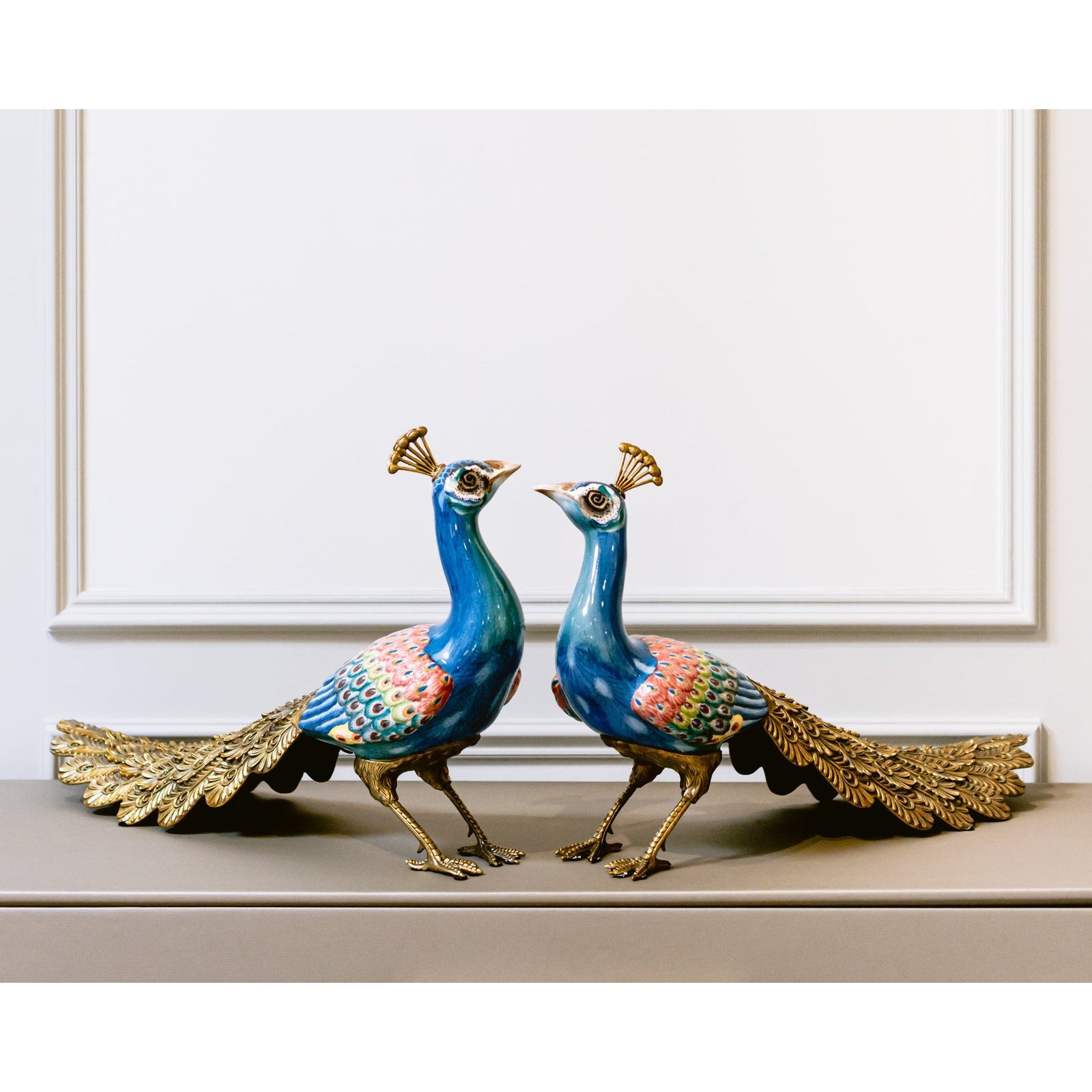 Port 68 Porcelain Peacock Statue Floor Sample Each Sold Separately