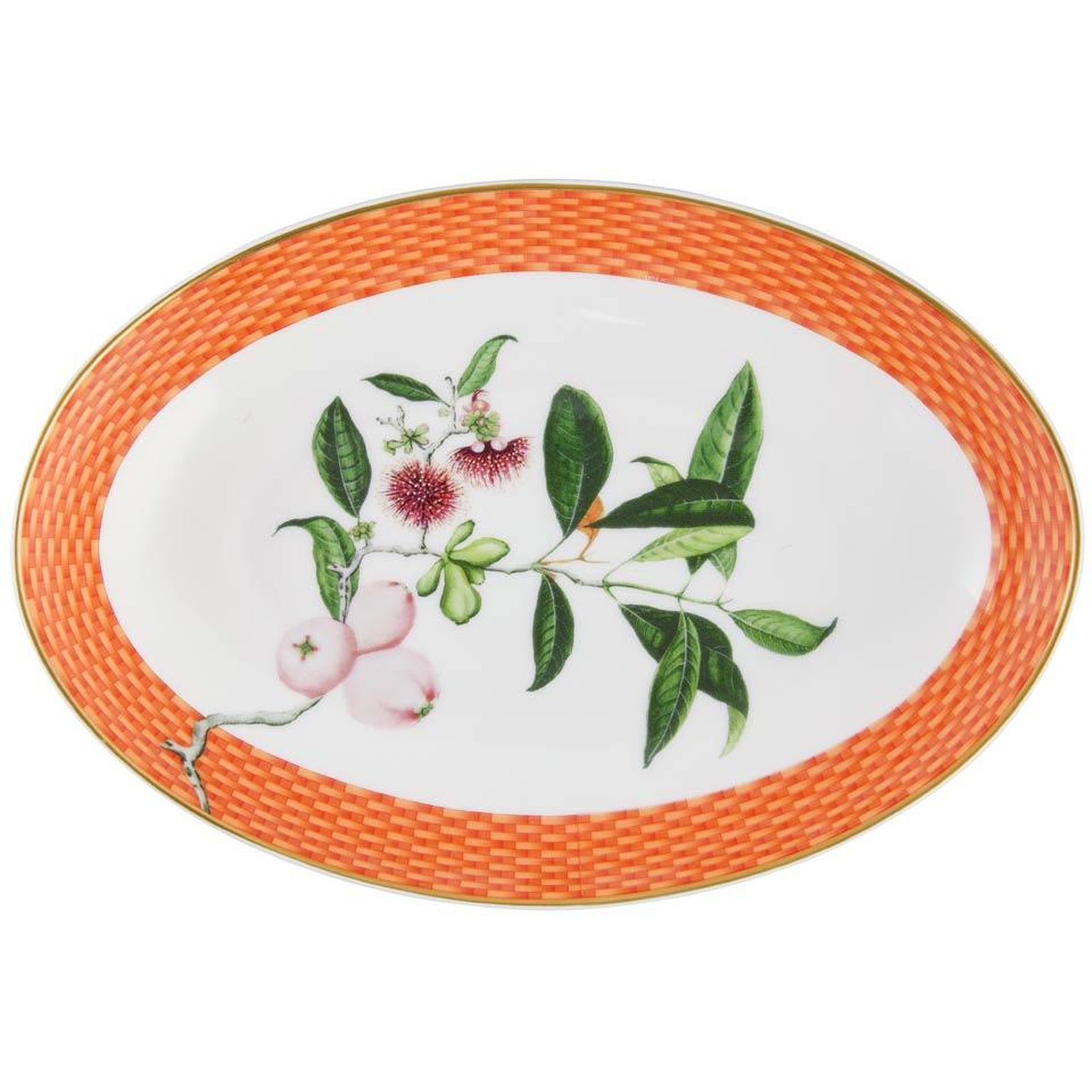 Raynaud Tresor Fleuri Orange Pomme d'eau Quenelle Dish Gbx