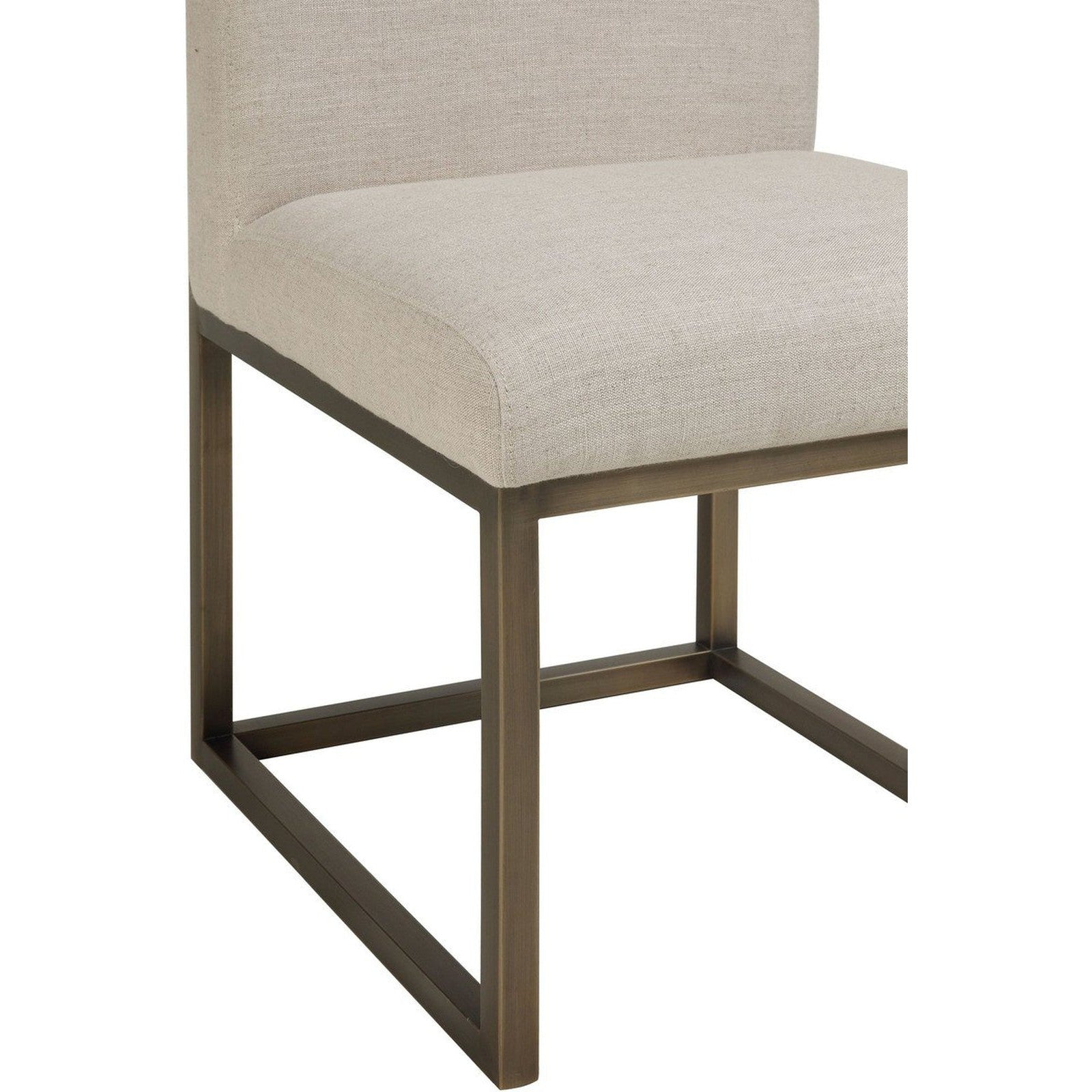 TOV Furniture Haute Beige Linen Chair in Brass