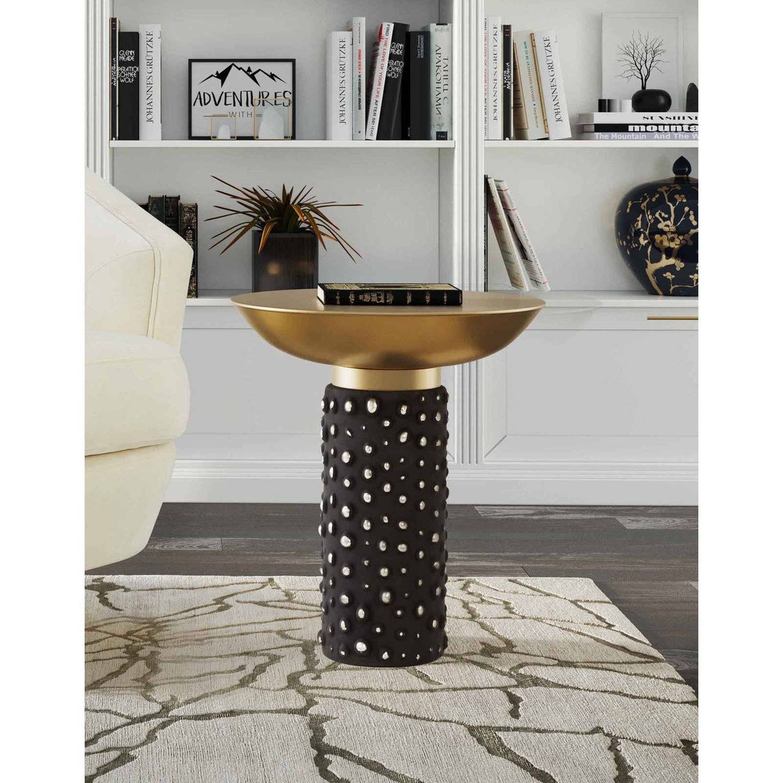 TOV Furniture Blaze Glass and Brass Side Table