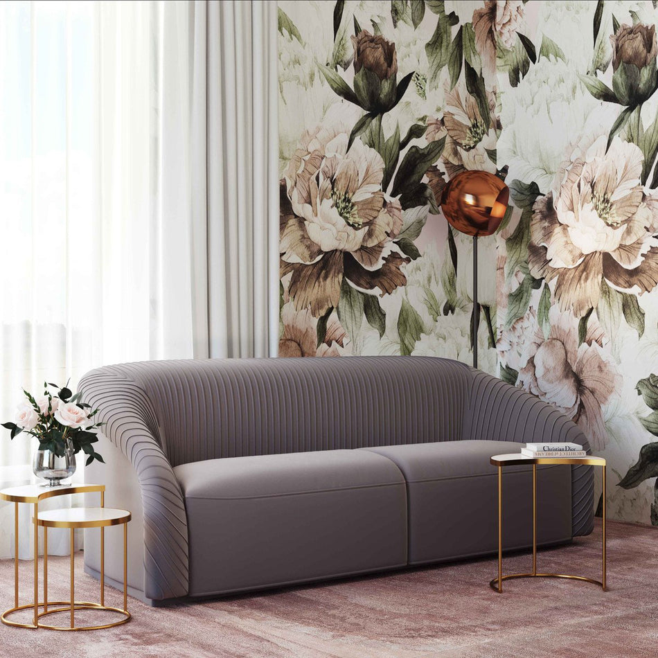 TOV Furniture Yara Pleated Velvet Sofa By Inspire Me! Home Décor