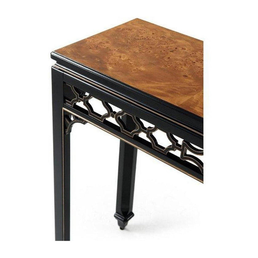 Theodore Alexander Long Hall Burl Console Table