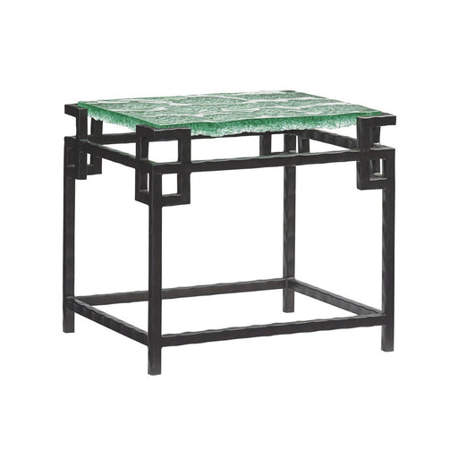 Tommy Bahama Home Island Fusion Hermes Reef Glass Top End Table