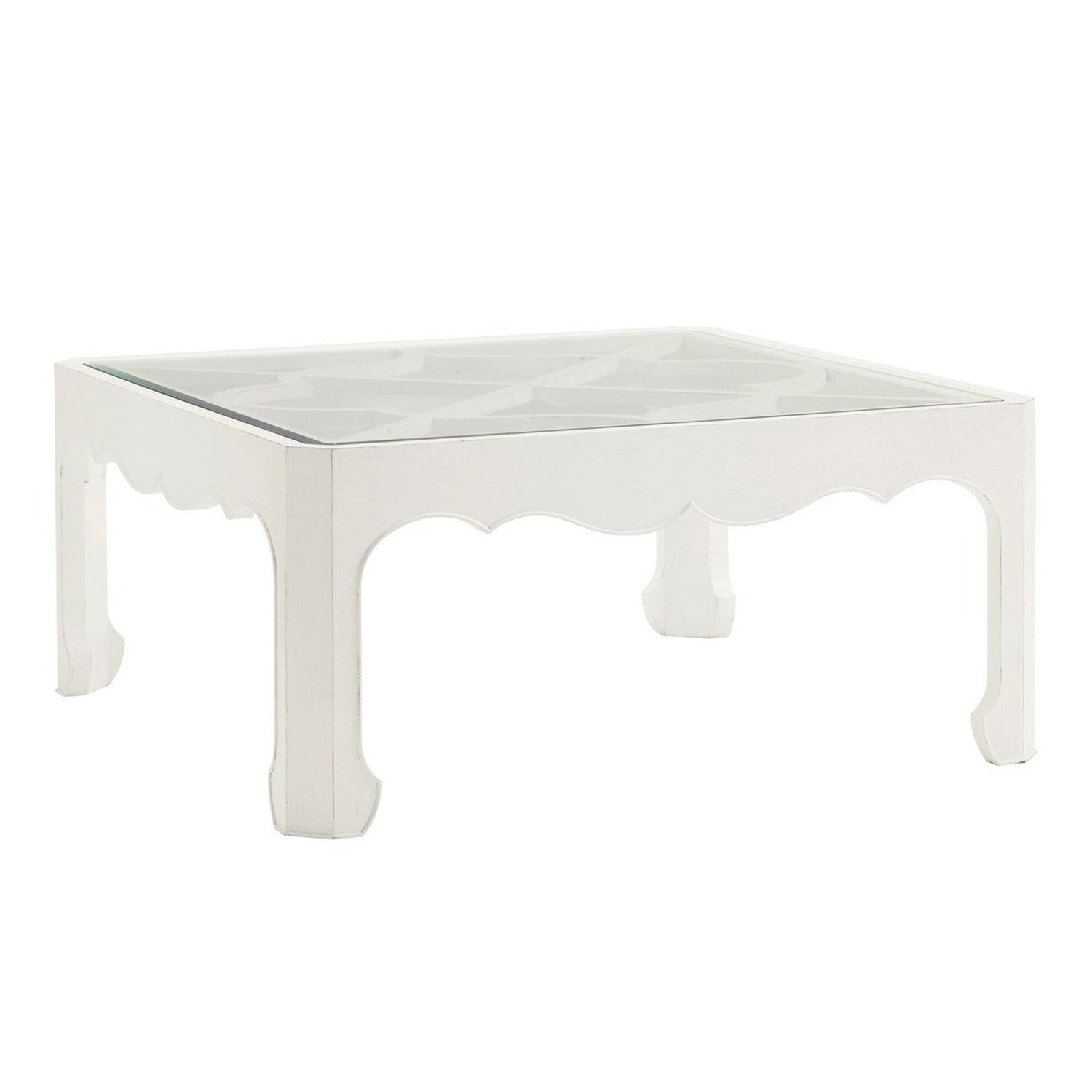 Tommy Bahama Home Ivory Key Cassava Cocktail Table With Glass Insert